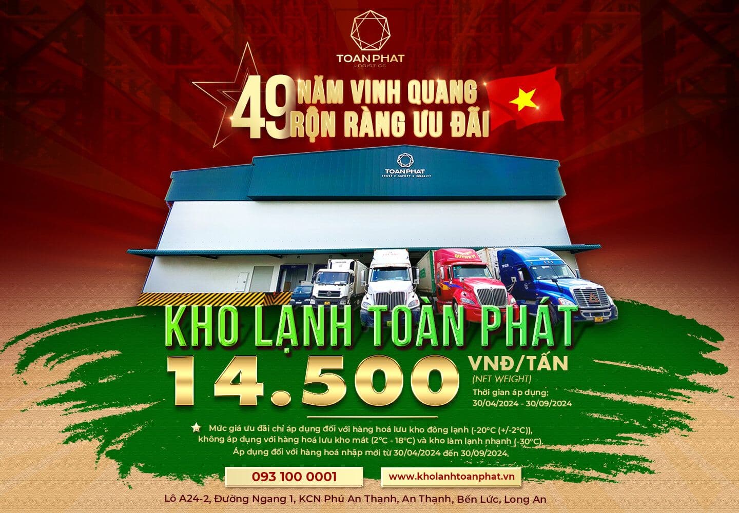 Toan Phat Cold Storage (Long An) celebrates the Great Holiday - Shocking new price: Only 14,500 VND/ton/day