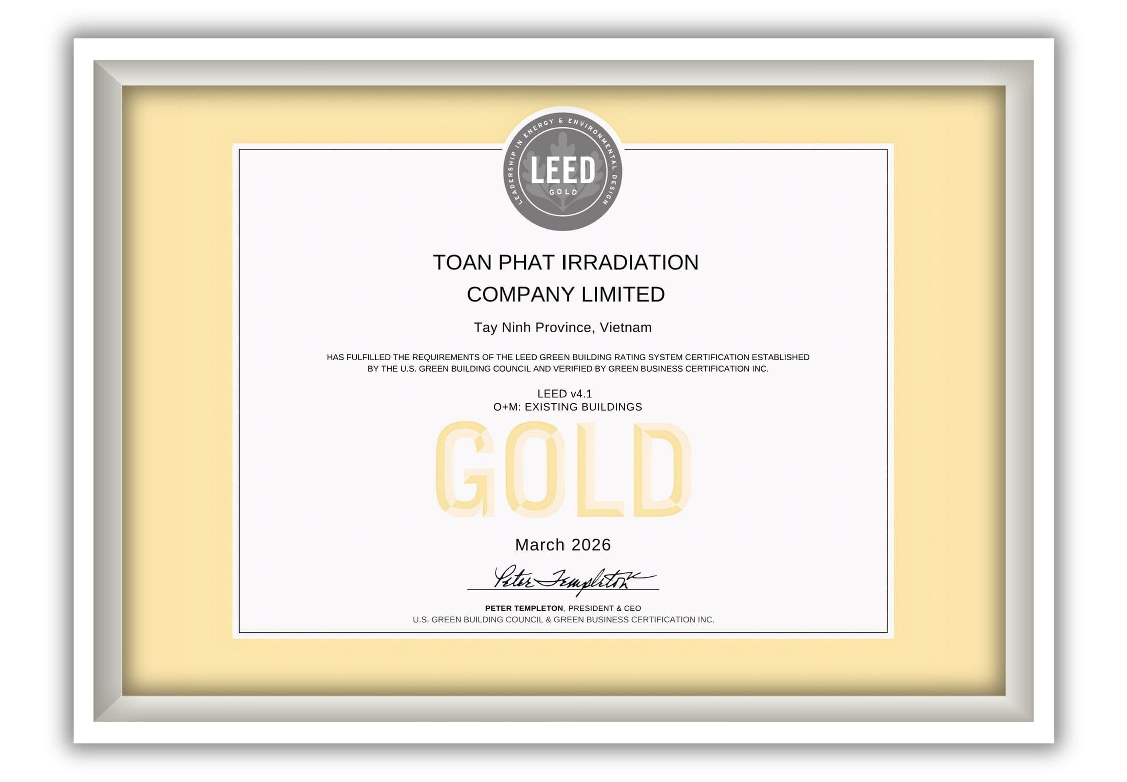 CHỨNG NHẬN LEED GOLD - NHÀ MÁY CHIẾU XẠ TOÀN PHÁT.jpg